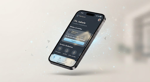 Interface de app mobile de luxo — projeto Luxe App